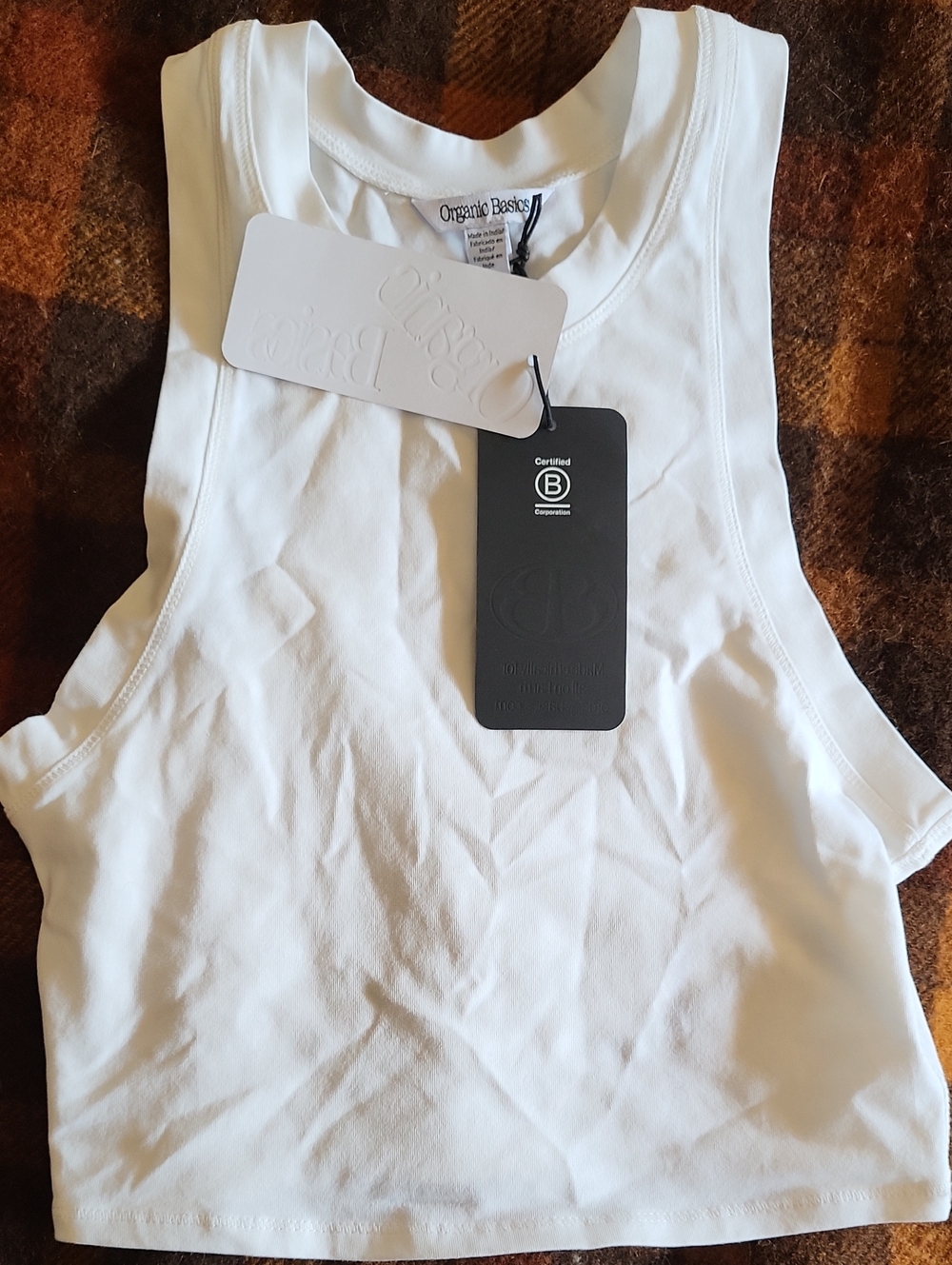 Organic Basics White Ribbed Cropped Tank